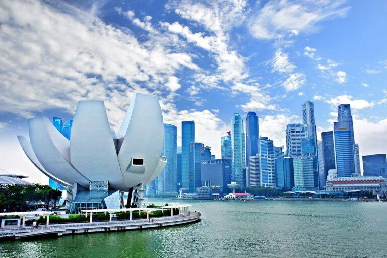 skyscrapers, marina bay, bay, modern architecture, museum of arts and sciences, city, city skyline, singapore, singapore, singapore, singapore, singapore, singapore
